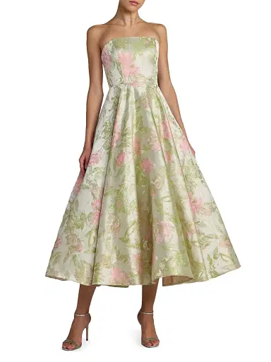 Mac Duggal Women's Floral Brocade Strapless A-Line Cocktail Dress | Thumbnail 1 Mac Duggal Women's Floral Brocade Strapless A-Line Cocktail Dress | Thumbnail 1