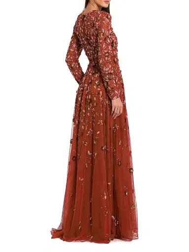 Mac Duggal Women's Floral A-Line Gown - Cinnamon | Thumbnail 2 Mac Duggal Women's Floral A-Line Gown - Cinnamon | Thumbnail 2