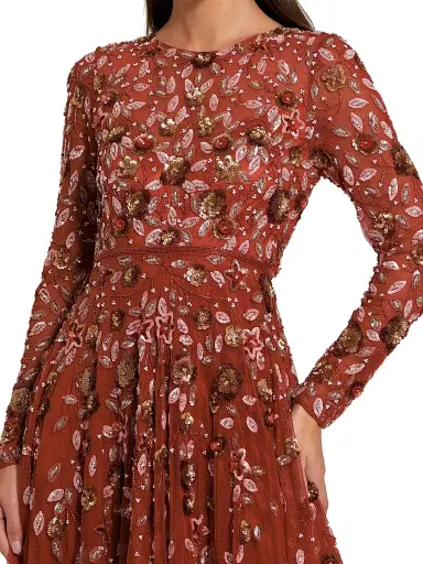 Mac Duggal Women's Floral A-Line Gown - Cinnamon | Thumbnail 3 Mac Duggal Women's Floral A-Line Gown - Cinnamon | Thumbnail 3