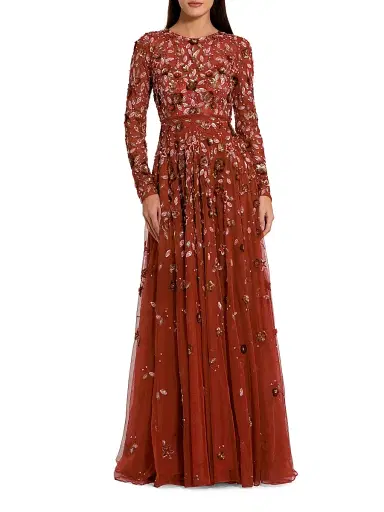 Mac Duggal Women's Floral A-Line Gown - Cinnamon | Thumbnail 1 Mac Duggal Women's Floral A-Line Gown - Cinnamon | Thumbnail 1