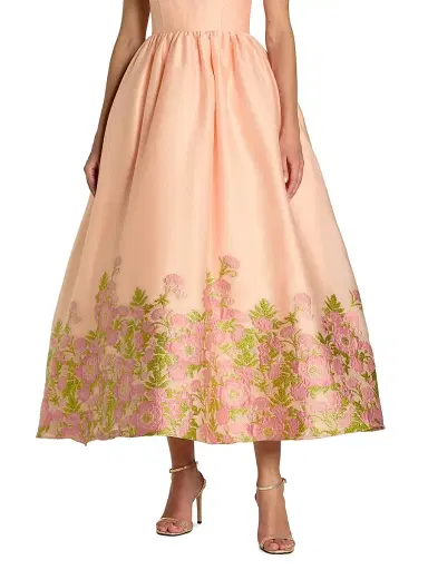 Mac Duggal Women's Brocade Organza Bow-Accented Midi-Dress - Pink Multi - Size 14 | Thumbnail 3