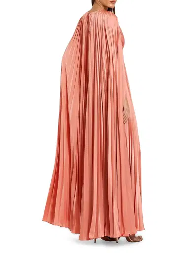 Mac Duggal Women's Metallic Pleated Charmeuse Cape Gown - Peach - Size 16 | Thumbnail 2 Mac Duggal Women's Metallic Pleated Charmeuse Cape Gown - Peach - Size 16 | Thumbnail 2