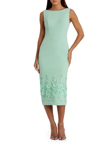 Mac Duggal Women's Floral Beaded Crêpe Sleeveless Midi-Dress - Sage - Size 16 | Thumbnail 1 Mac Duggal Women's Floral Beaded Crêpe Sleeveless Midi-Dress - Sage - Size 16 | Thumbnail 1