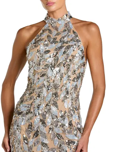 Mac Duggal Women's Hand-Beaded Mesh Mermaid Gown - Silver Beige - Size 12 | Thumbnail 3 Mac Duggal Women's Hand-Beaded Mesh Mermaid Gown - Silver Beige - Size 12 | Thumbnail 3