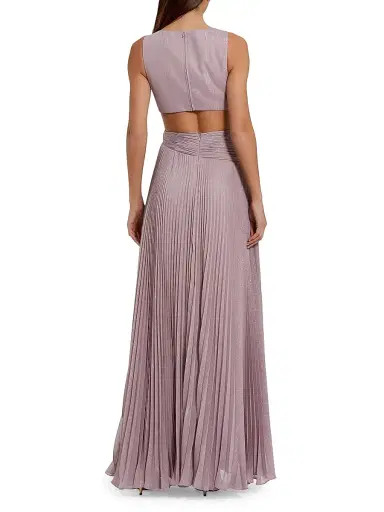 Mac Duggal Women's Ieena Rosette Pleated Chiffon V-Neck Gown - Vintage Lilac - Size 10 | Thumbnail 2