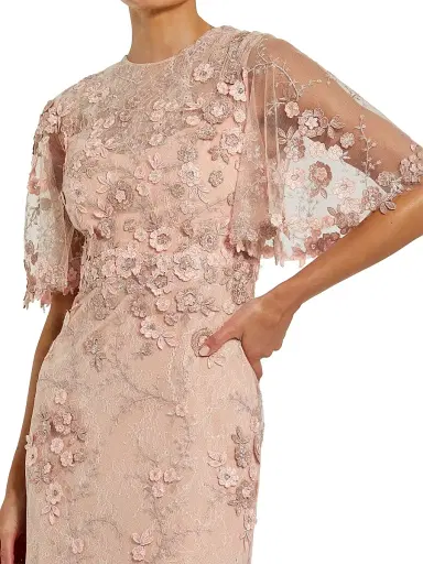 Mac Duggal Women's Embellished Lace Flutter-Sleeve Gown | Thumbnail 3 Mac Duggal Women's Embellished Lace Flutter-Sleeve Gown | Thumbnail 3