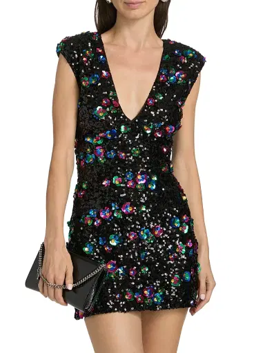 Ramy Brook Women's Lacey Rosette-Embellished Sequined Minidress | Thumbnail 3