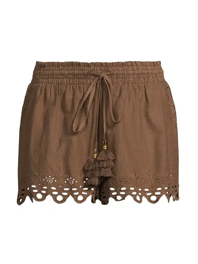 Ramy Brook Women's Diane Cotton Cover-Up Shorts - Beach Brown