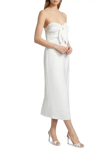 Ramy Brook Women's Orion Knotted Satin Midi-Dress - Ivory - Size 14 | Thumbnail 4