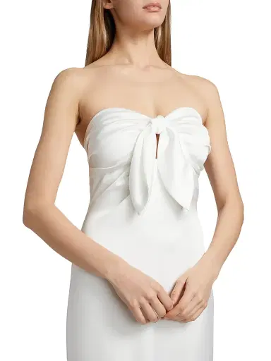 Ramy Brook Women's Orion Knotted Satin Midi-Dress - Ivory - Size 14 | Thumbnail 6