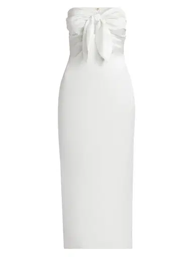Ramy Brook Women's Orion Knotted Satin Midi-Dress - Ivory - Size 14 | Thumbnail 1