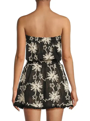 Ramy Brook Women's Lauryn Floral Strapless Minidress - Black Embroidered - Size XL | Thumbnail 5