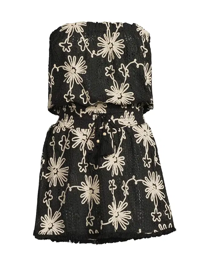 Ramy Brook Women's Lauryn Floral Strapless Minidress - Black Embroidered