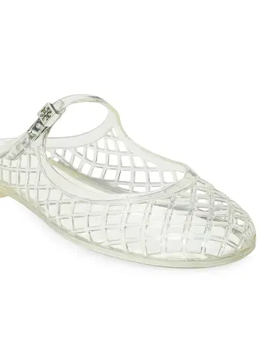 Tory Burch Women's Mellow Jelly Mary Jane Flats - Clear Silver - Size 9 | Thumbnail 3