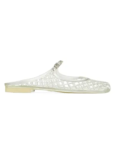 Tory Burch Women's Mellow Jelly Mary Jane Flats - Clear Silver - Size 9 | Thumbnail 1