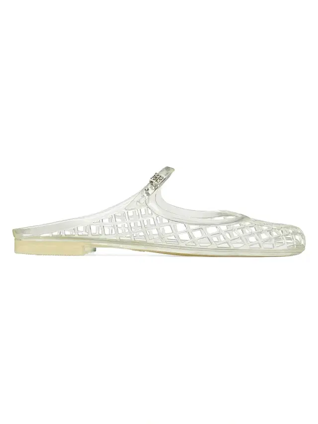 Tory Burch Women's Mellow Jelly Mary Jane Flats - Clear Silver