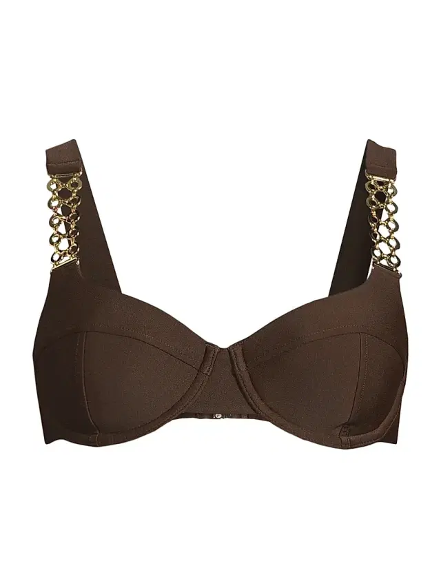 Ramy Brook Women's Iryna Embellished Underwire Bikini Top - Beach Brown
