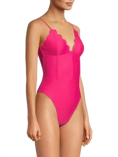 Ramy Brook Women's Mikayla Scalloped One-Piece Swimsuit - Perfect Pink - Size XL | Thumbnail 4