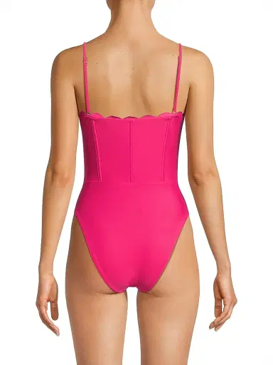 Ramy Brook Women's Mikayla Scalloped One-Piece Swimsuit - Perfect Pink - Size XL | Thumbnail 5