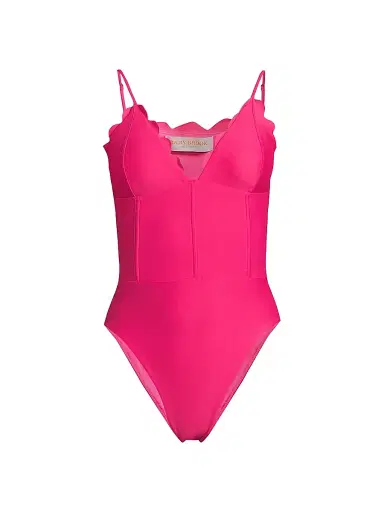 Ramy Brook Women's Mikayla Scalloped One-Piece Swimsuit - Perfect Pink - Size XL | Thumbnail 1
