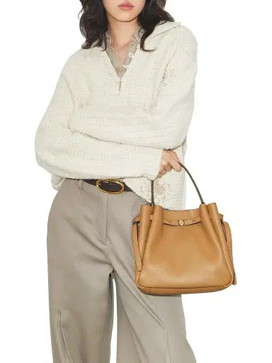 Tory Burch Women's Romy Pebbled Leather Bucket Bag | Thumbnail 3