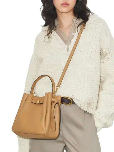 Tory Burch Women's Romy Pebbled Leather Bucket Bag | Thumbnail 4