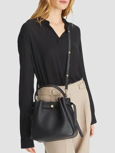 Tory Burch Women's Romy Pebbled Leather Bucket Bag | Thumbnail 3 Tory Burch Women's Romy Pebbled Leather Bucket Bag | Thumbnail 3