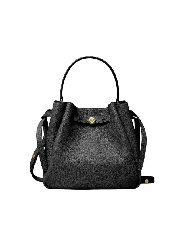 Tory Burch Women's Romy Pebbled Leather Bucket Bag - Black