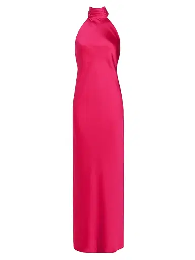Ramy Brook Women's Tatiana High-Neck Satin Gown - Hot Pink - Size 16 | Thumbnail 1
