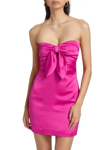 Ramy Brook Women's Orion Bow Minidress - Fiesta Pink - Size 16 | Thumbnail 3