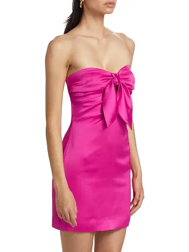 Ramy Brook Women's Orion Bow Minidress - Fiesta Pink - Size 16 | Thumbnail 4