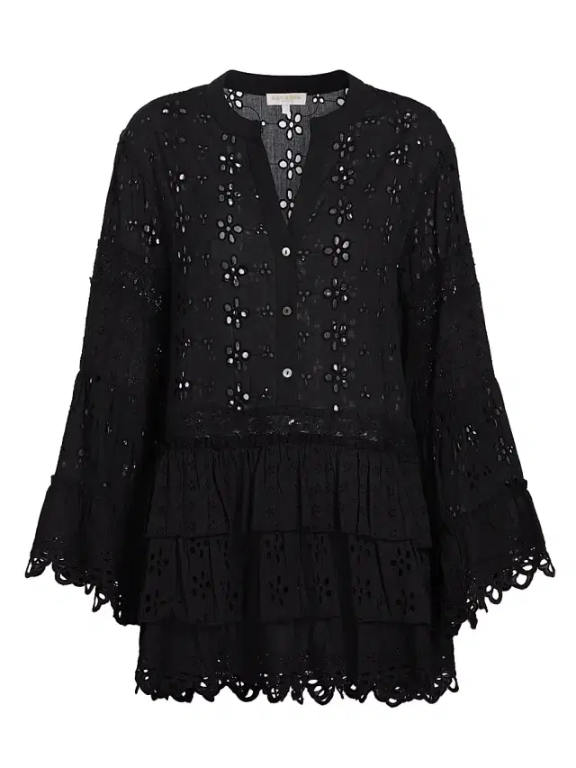 Ramy Brook Women's Roxanne Eyelet Cotton Minidress - Black