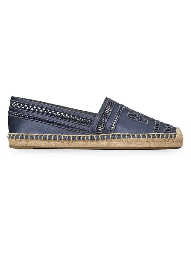 Tory Burch Women's Open-Weave Satin Espadrilles - Bluestone