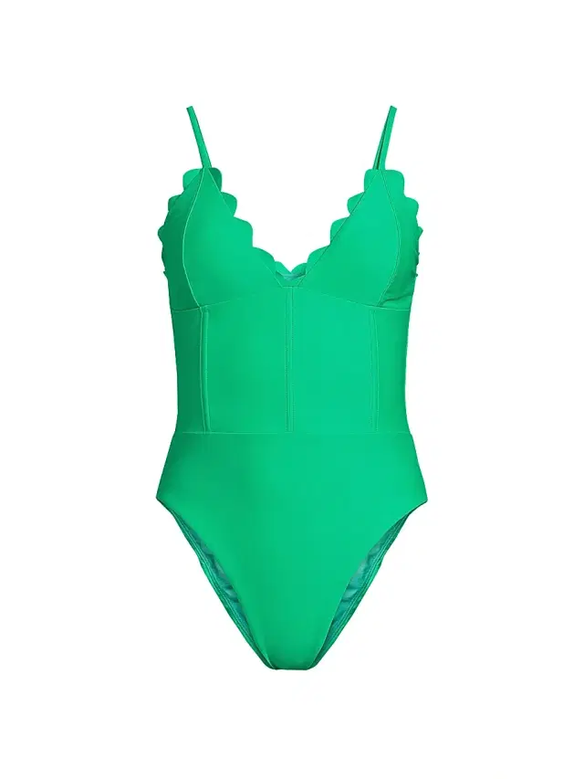 Ramy Brook Women's Mikayla Scalloped One-Piece Swimsuit - Palm Green