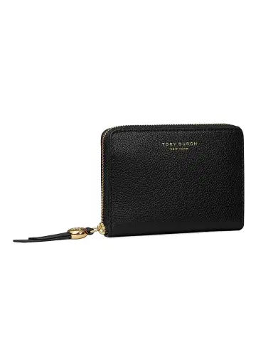 Tory Burch Women's Romy Textured Leather Zip-Around Wallet - Black | Thumbnail 2