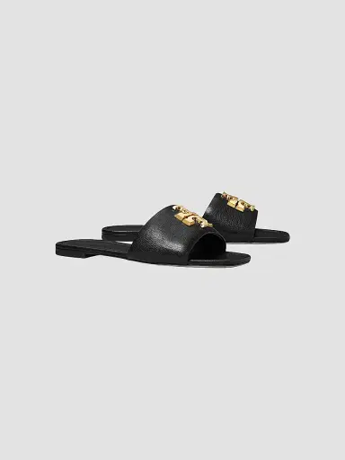 Tory Burch Women's Eleanor Leather Slip-On Sandals - Perfect Black | Thumbnail 2 Tory Burch Women's Eleanor Leather Slip-On Sandals - Perfect Black | Thumbnail 2