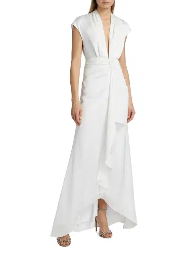 Ramy Brook Women's Catrin Waterfall Hi-Low Gown - Ivory - Size 14 | Thumbnail 3