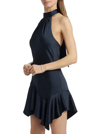 Ramy Brook Women's Nari Satin Halter Minidress - Navy - Size 14 | Thumbnail 4