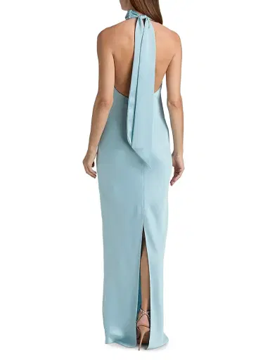 Ramy Brook Women's Tatiana High-Neck Satin Gown - Moonstone Blue | Thumbnail 5 Ramy Brook Women's Tatiana High-Neck Satin Gown - Moonstone Blue | Thumbnail 5