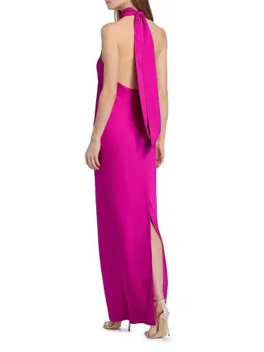 Ramy Brook Women's Tatiana High-Neck Satin Gown - Fiesta Pink - Size 16 | Thumbnail 5 Ramy Brook Women's Tatiana High-Neck Satin Gown - Fiesta Pink - Size 16 | Thumbnail 5