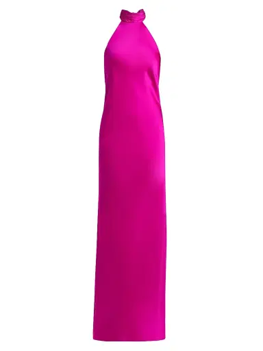 Ramy Brook Women's Tatiana High-Neck Satin Gown - Fiesta Pink - Size 16 | Thumbnail 1 Ramy Brook Women's Tatiana High-Neck Satin Gown - Fiesta Pink - Size 16 | Thumbnail 1