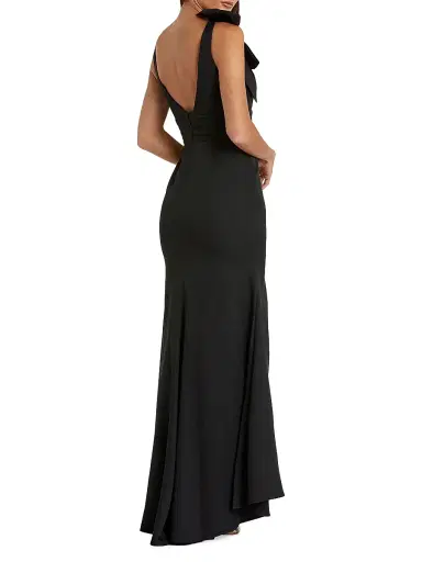 Mac Duggal Women's Petite Bow-Detailed Crepe Mermaid Gown - Black - Size Petite 14 | Thumbnail 2