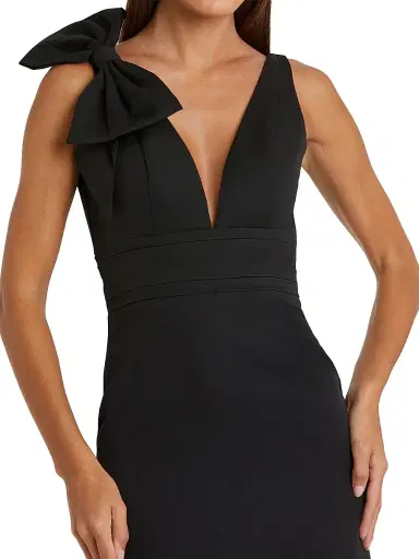 Mac Duggal Women's Petite Bow-Detailed Crepe Mermaid Gown - Black - Size Petite 14 | Thumbnail 3