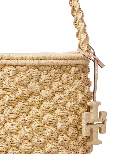 Tory Burch Women's Ella Hand-Crocheted Popcorn-Stitch Raffia Bucket Bag | Thumbnail 4