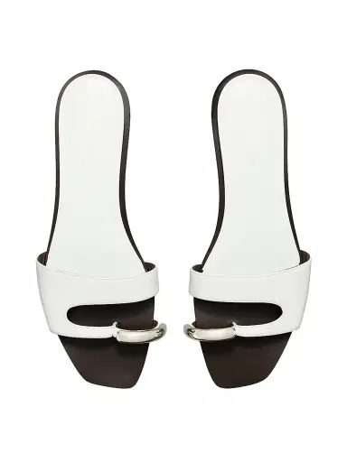 Tory Burch Women's Pierced Leather Slide Sandals - Bianco Silver - Size 9 | Thumbnail 3