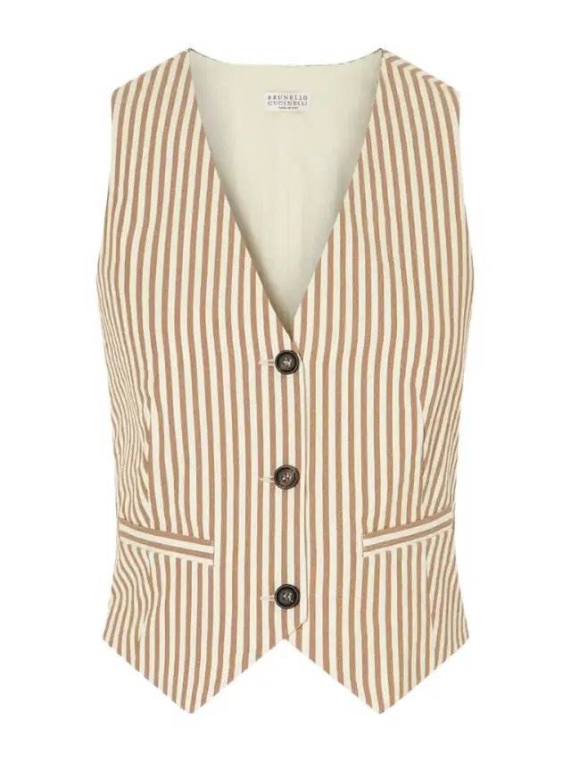 Brunello Cucinelli Striped Cotton-blend Seersucker Vest