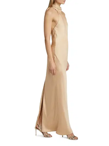 Ramy Brook Women's Tatiana High-Neck Satin Gown - Light Champange | Thumbnail 2 Ramy Brook Women's Tatiana High-Neck Satin Gown - Light Champange | Thumbnail 2
