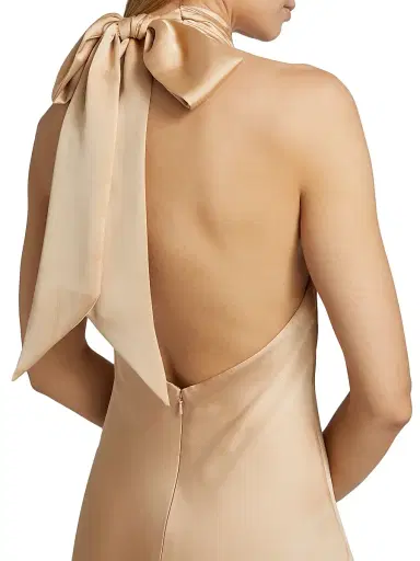 Ramy Brook Women's Tatiana High-Neck Satin Gown - Light Champange | Thumbnail 6 Ramy Brook Women's Tatiana High-Neck Satin Gown - Light Champange | Thumbnail 6
