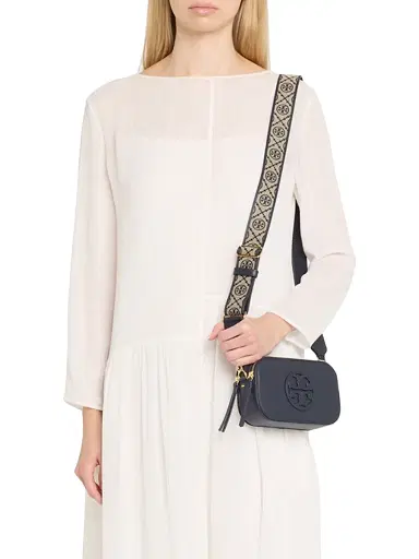 Tory Burch Women's Mini Miller Logo Leather Crossbody Bag - Navy | Thumbnail 3