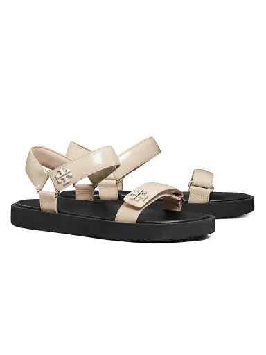 Tory Burch Women's Kira Ultralight Leather Sandals - Stone Gray - Size 9.5 | Thumbnail 2 Tory Burch Women's Kira Ultralight Leather Sandals - Stone Gray - Size 9.5 | Thumbnail 2